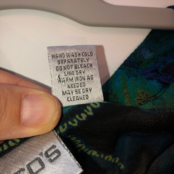 Chico’s V Neck Sheer Popover Blouse Blue Green S - Picture 11 of 13